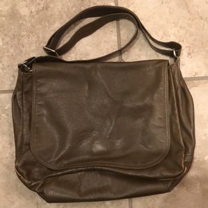 Vintage Longchamp leather top flap carryall messenger satchel shoulder bag